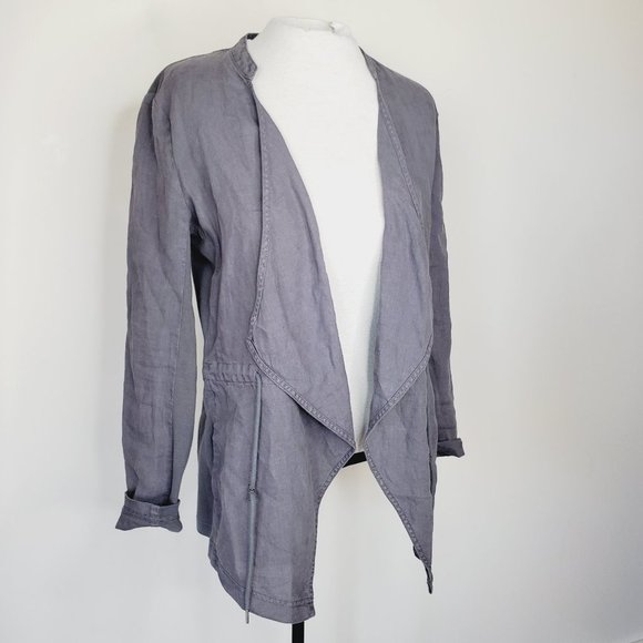 ANTHRO SANDWICH 100% Linen Grey Open Front Jacket - Picture 2 of 8
